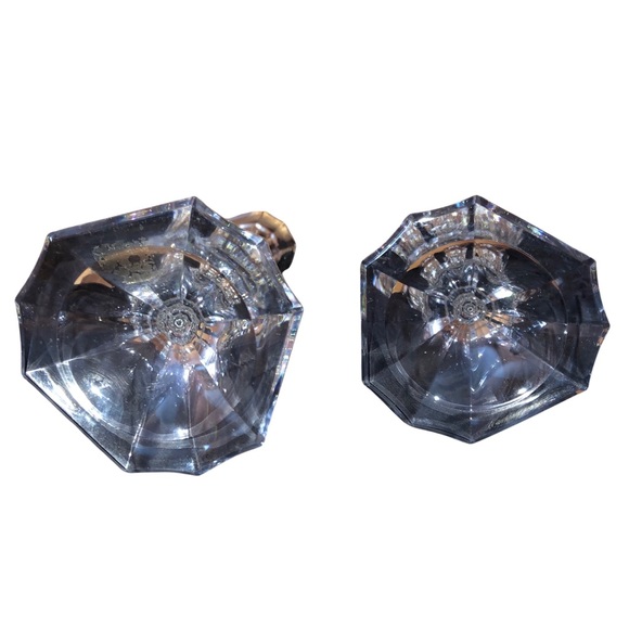 Oscar del Renta Austrian Crystal Candlestick Holders Set of 2 Fluted 8.5" - Picture 5 of 5